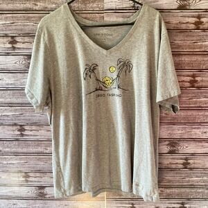 Life Is Good Women's Short-Sleeved Crusher Tee Size XXL Gray Zero Tasking Dog